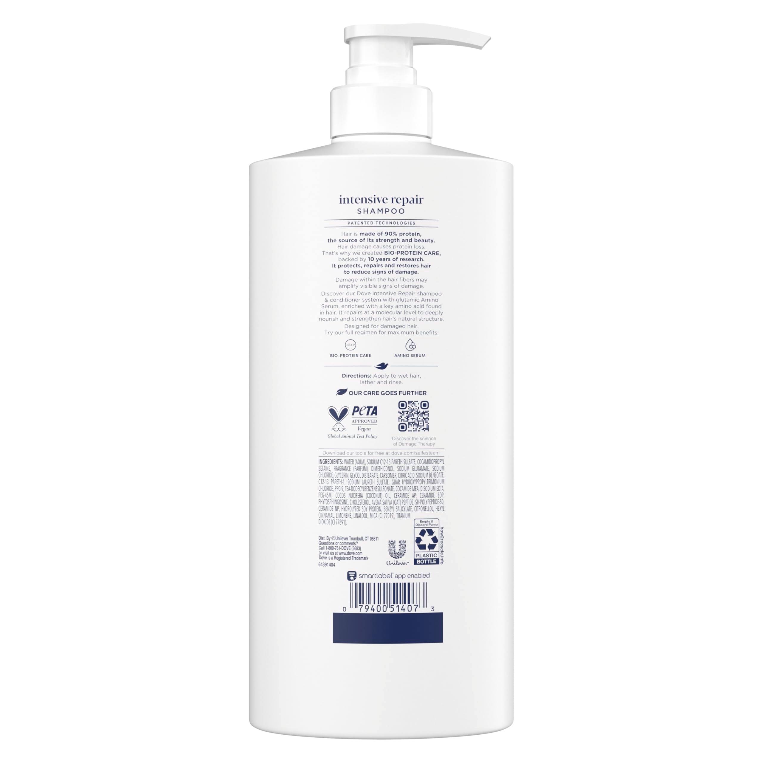 Dove Shampoo 4 Pack Intensive Repair for Damaged Hair with Bio-Protein Care Technology and Amino Serum 28 Fl Oz